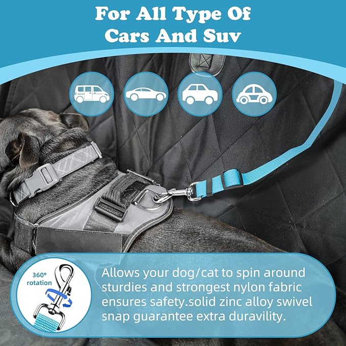BWOGUE 2 Packs Dog Cat Safety Seat Belt Strap Car Headrest Restraint Adjustable Nylon Fabric Dog Restraints Vehicle Seatbelts Harness BWOGUEPetHome
