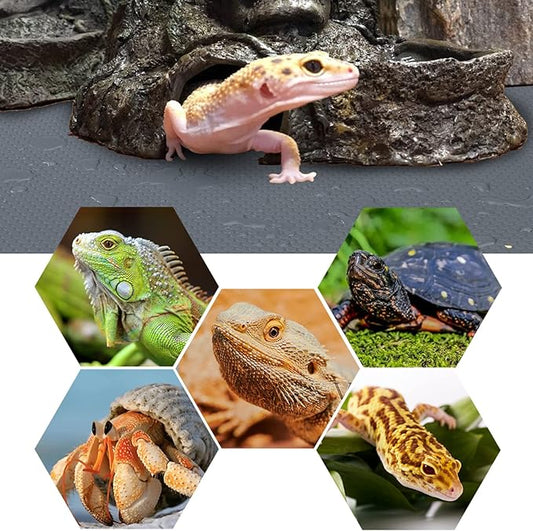 Bearded Dragon Tank Accessories, Reptile Terrarium Carpet Substrate for Leopard Gecko, Lizard, Iguana, Snake, Tortoise, Non-Adhesive Reptile Habitat Bedding(Gray 79inch) Vodolo