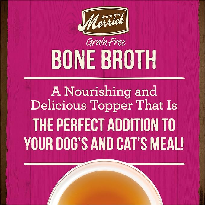 Merrick Grain Free Bone Broth, Premium Human Grade And Gluten Free Dog And Cat Food Topper Pouches, Turkey - 16 oz. Pouch - PAWPICO