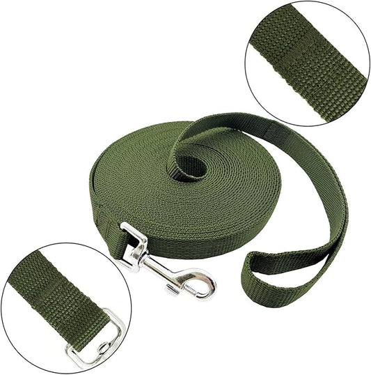 15ft 20ft 30ft 40ft 50ft Long Dog/Puppy Lead Obedience Recall Training Dog Leashes for Small Medium Dogs Camping, Training, Play, or Backyard (Green, 1" x 40FT) PETGOGO