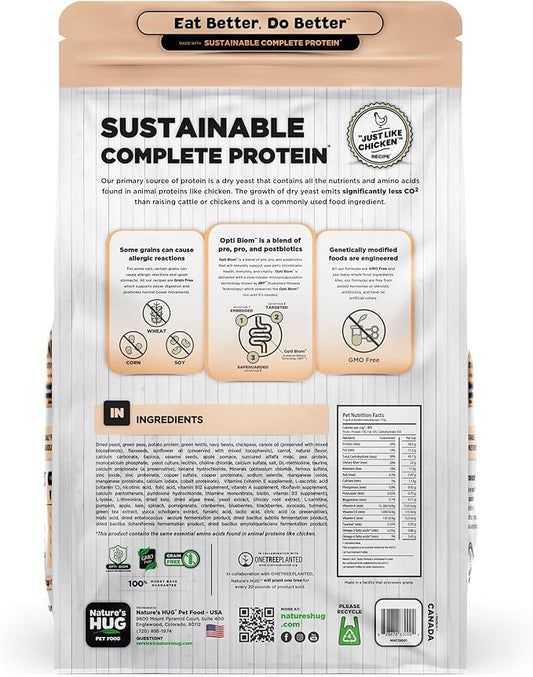 Nature's HUG Dry Cat Food, for Senior-All Breeds, 4 lb. Bag, Just Like Chicken Recipe, Grain Free & Hypoallergenic, Supports Microbiome Health, Sustainable Complete Protein & Balanced Nutrition - PAWPICO