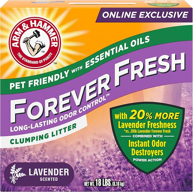 Arm & Hammer Forever Fresh Clumping Cat Litter Lavender, MultiCat 18lb With 20% More Lavender Freshness, Pet Friendly With Essential Oils - PAWPICO