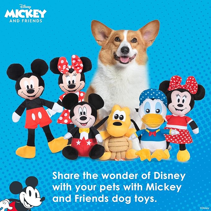 Minnie Mouse Plush Squeaky with Flattie Crinkle Body Dog Toy 13.5in | Disney Dog Toys | Plush Squeaker Toy for Dogs Inspired by Minnie Mouse, Disney Mickey and Friends - PAWPICO