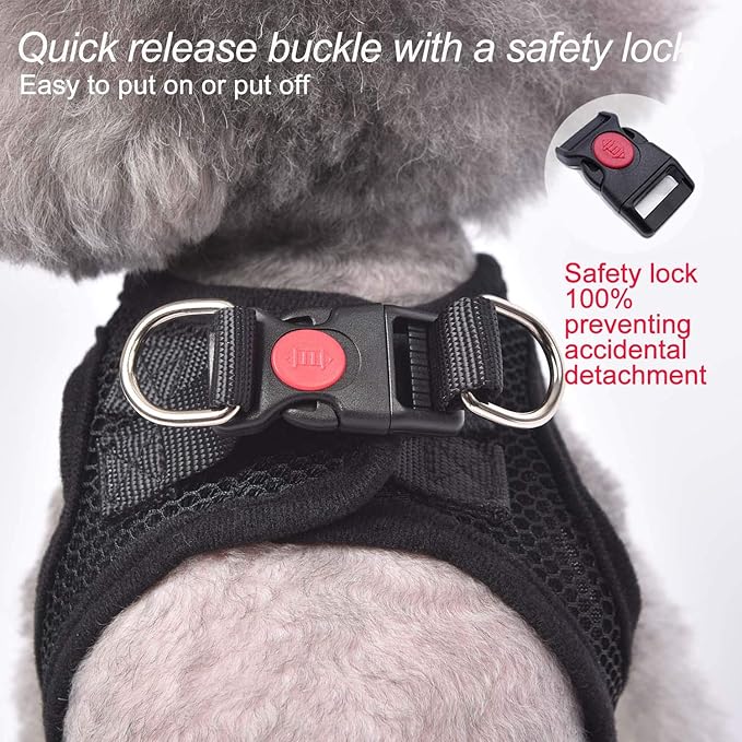 Dog Harness Step-in Breathable Puppy Cat Dog Vest Harnesses for Small Medium Dogs Black matilor