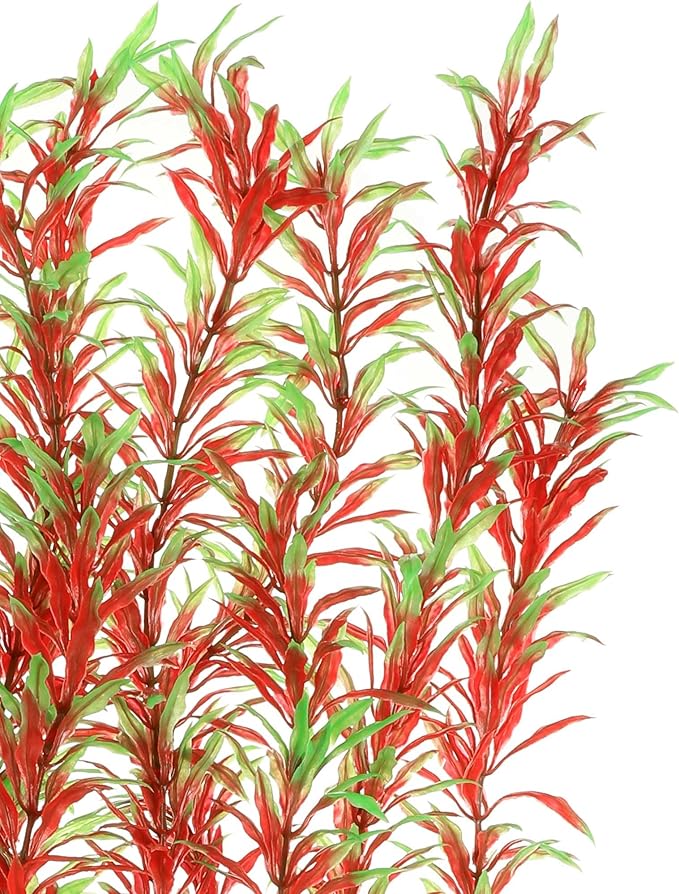JIHAQUA Aquarium Decor Plastic Plants Extra Large 21 Inches Artificial Fish Tank Plants Tall Fish Tank Decorations (Wine 2pcs) JIHAQUA