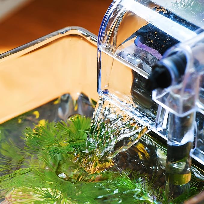 SARUFO 0.81Gallon Fish Tank Kit Desk Aquarium Set Small Glass for Kids Beginner Square Betta Fish Bowl with Wooden Base LED Light Water Pump Accessories Self-Cleaning Filter Copyright Patent SARUFO