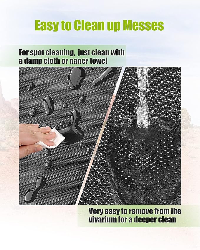 Bearded Dragon Tank Accessories, Reptile Substrate Floor, Leopard Gecko Tank Liner Mat for 40 Gallon, 20 Gallon, 50 Gallon,75 Gallon Lizard Tank, Black Helidrago