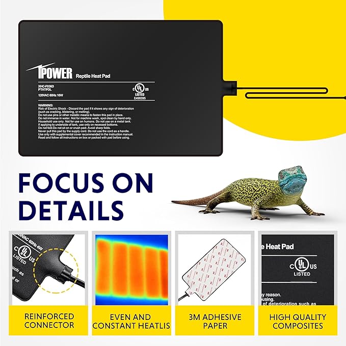 iPower 8 by 12-Inch 16W Reptile Heat Mat, LCD Digital Aquarium Thermometer, Under Tank Warmer Terrarium Heat Pad for Turtles Lizards Frogs and Other Small Animals, Multi Sizes iPower