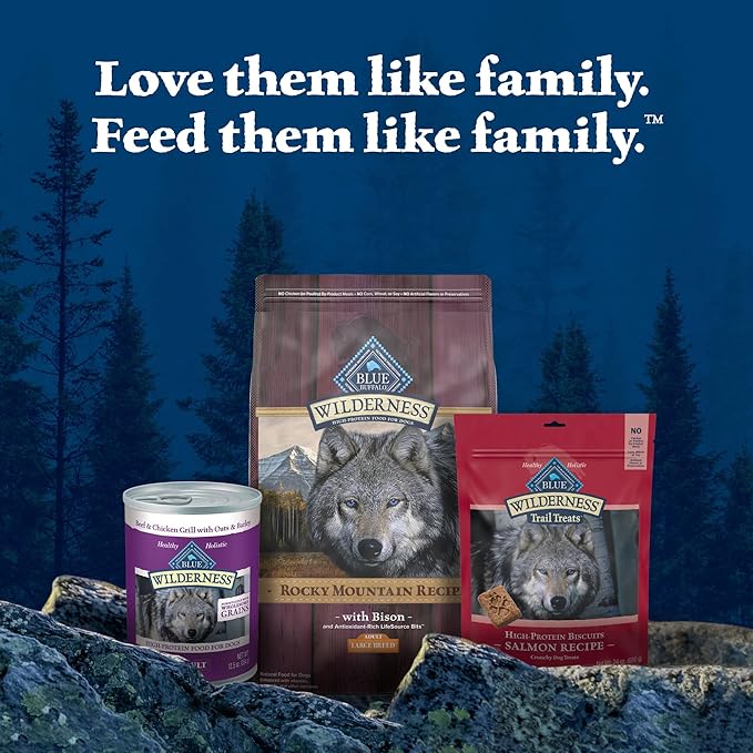 Blue Buffalo Wilderness Rocky Mountain Recipe Natural High-Protein Dry Food for Large Breed Dogs, Bison & Grain, 28-lb bag - PAWPICO