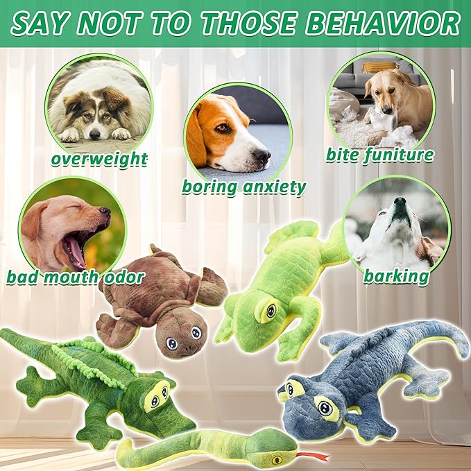 Stuffed Animal Dog Toys, 5 Pack Tough Squeaky Dog Toys, Plush Toys Assortment, Great Value Dog Toys Bundle, Woodland Series Dog Chew Toys for Large Medium and Small Dogs Puppy Pet Toys - PAWPICO