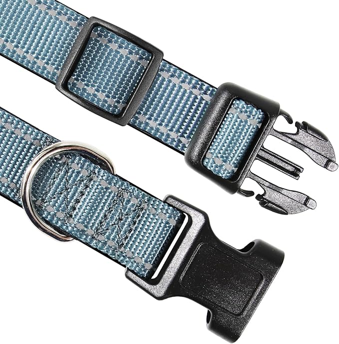 Joytale Reflective Dog Collar,Soft Neoprene Padded Breathable Nylon Pet Collar Adjustable for Medium DogsGray,M - PAWPICO
