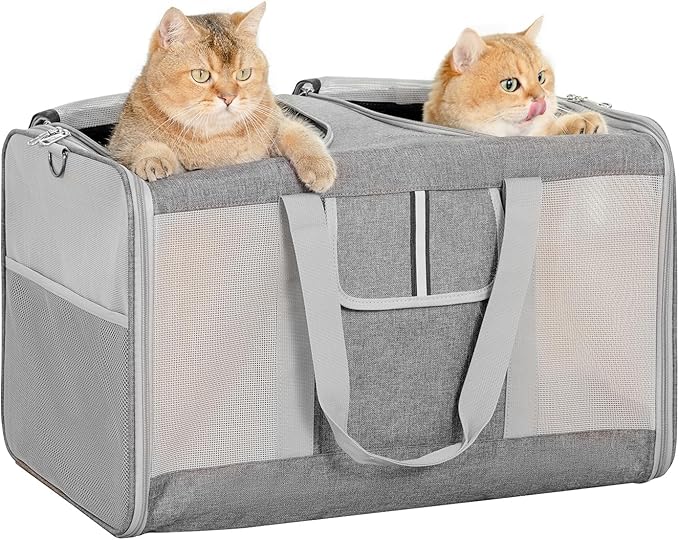 Sedioso Extra Large Cat Carrier for 2 Cats, 24x 14x 16in Pet Carrier for Cat and Dog Up to 40lbs, All-Sided Large Mesh Cat Carrier with Great Ventilation, Portable Soft Sided Pet Carrier for Traveling - PAWPICO