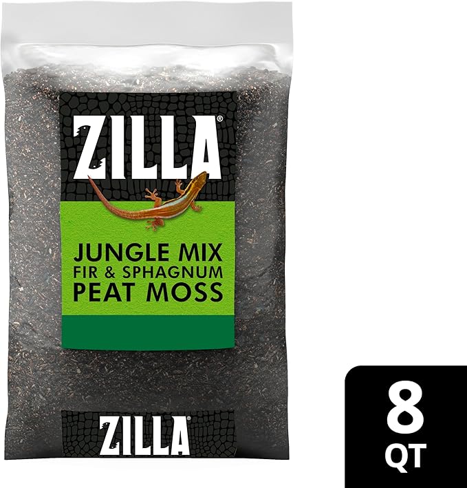 Zilla Pet Reptile Terrarium Substrate Bedding, Jungle Mix, for Frogs, Rainforest Geckos, Toads and Snakes, 8 Quart Zilla