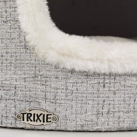 TRIXIE Fonda Cat Scratching Post 39 Inch - Cat Scratcher with Soft Fabric Covering Base and Durable Sisal Rope - for Large Cats with Condo Base and Platform - in Gray - PAWPICO