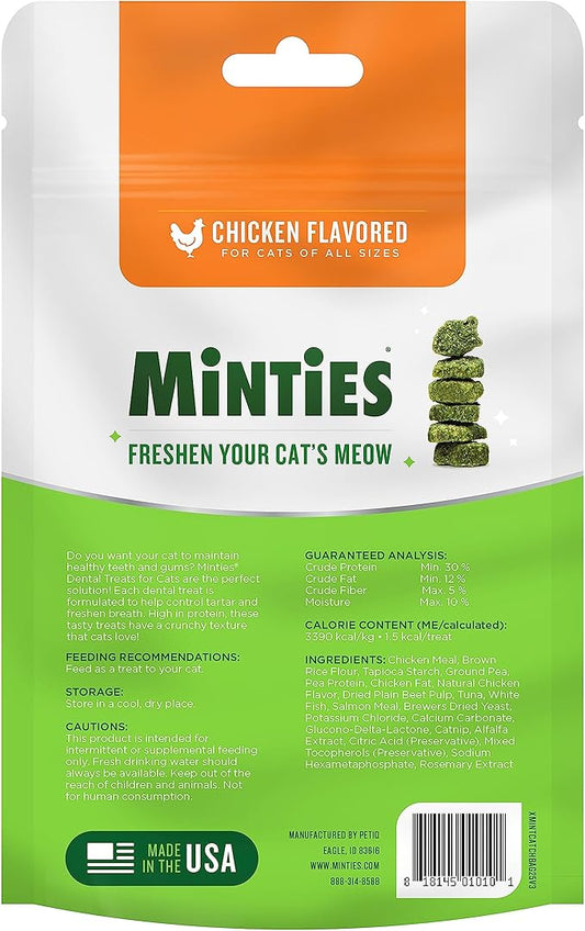 Minties Dental Treats for Cats, Chicken Flavored Treats for Cats, Freshens Breath and Controls Tartar, 2.5oz Minties