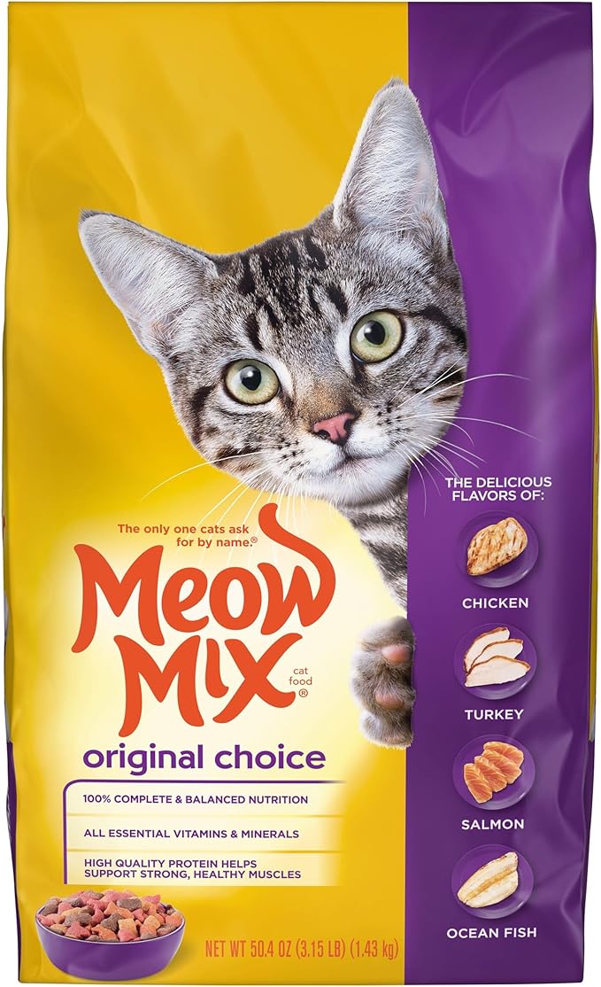 Meow Mix Original Choice Dry Cat Food, 3.15 Pound (Pack of 4), Complete & Balanced Nutrition MeowMix