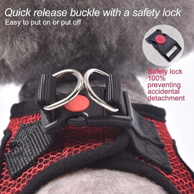 Dog Harness Step-in Breathable Puppy Cat Dog Vest Harnesses for Small Medium Dogs Red - PAWPICO