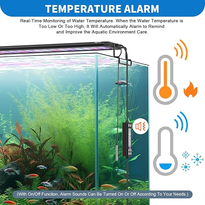 24/7 Auto On/Off Aquarium Light, Programmable Led Aquarium Light with Thermometer, Fish Tank Light with Full Spectrum+7 Single Color, WRBG DIY Color, for 48-54 Inch Planted Tank, 48W SEAOURA