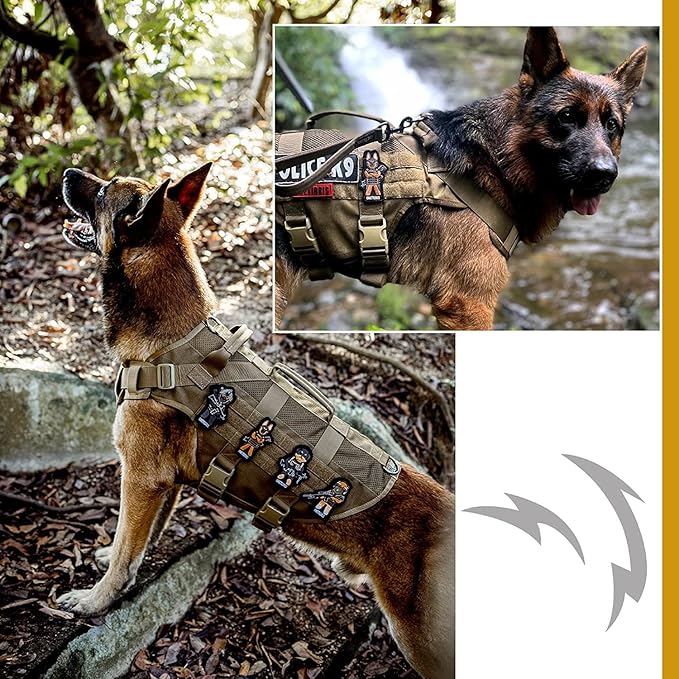 OneTigris No Pull Tactical Dog Harness for Medium Dog, Aire Mesh Dog Vest Harness, Breathable Military Dog Molle Vests with Handles, Service Dog Vest for Walking Hiking Training (L, Brown) - PAWPICO