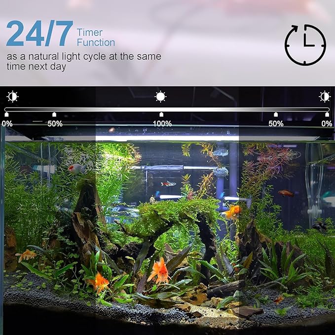 Full Spectrum LED Aquarium Light 48W, 48''-55'' Adjustable Fish Tank Lights Auto on/Off with Timer Dimmable for Freshwater Plants, 4 Natural Modes Aquarium Plant Light Danhh