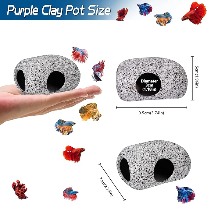 Aquarium Decorations Cave Fish Tank Accessories Rock Decor for Shrimp Cichlid Hiding Breeding Small Fish Bowl Hide Decoration Betta Toys Hideout Stones House(Small) Ameliade