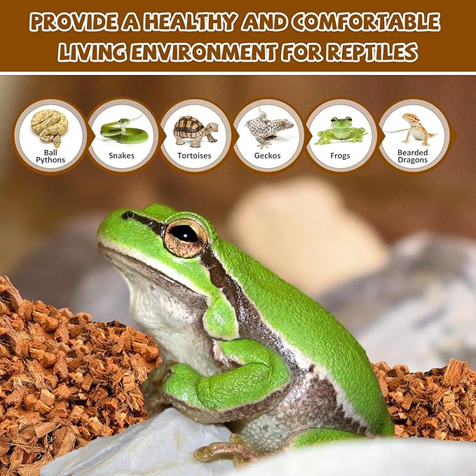 Legigo 2 Pack Coconut Chip Substrate for Reptiles, Natural Coco Husk Chip Reptiles Bedding, Compressed Coconut Chip Substrate for Snake, Tortoise, Ball Python, Gecko, Lizard Terrarium Tanks Legigo