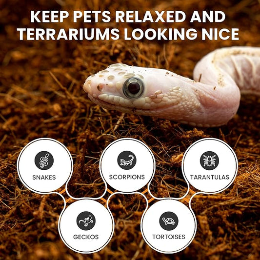 ReptiEarth Reptile Bedding, Fluffy Coconut Fiber Substrate 36 Quart Organic Coco Ready to Use for Bioactive Snake Terrarium, Lizard Tanks with Plants, for Frog, Tarantula or Hermit Crab Habitat ReptiChipPremiumSubstrate