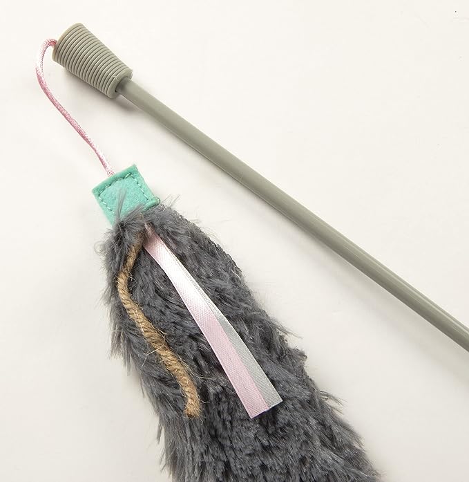 SmartyKat Crazy Catch 3-Part Breakaway Wand Cat Toy - Green/Yellow/Gray, One Size - PAWPICO