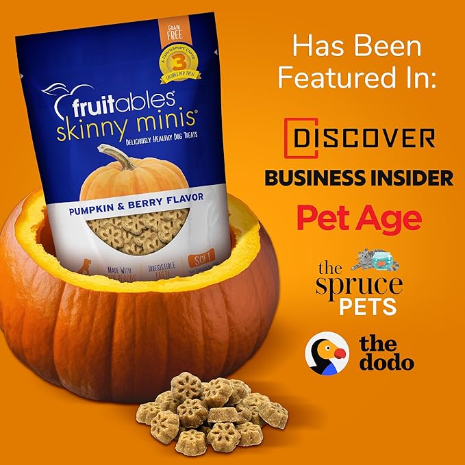 Fruitables Skinny Mini – Healthy Treats for Dogs – Low Calorie Training Treats – Free of Wheat, Corn and Soy – Apple Bacon – 12 Ounces - PAWPICO