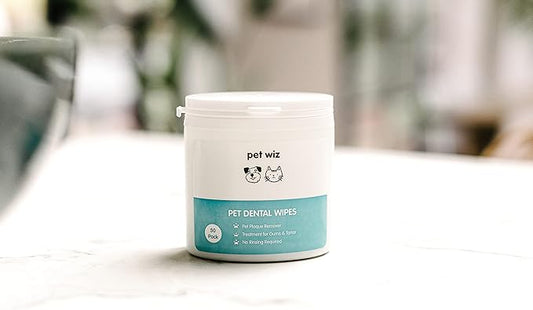 Dental Finger Wipes with Spearmint Oil for Dogs & Cats. Removes Plaque & Tartar, Care for Gums & No Rinsing Required. petwiz