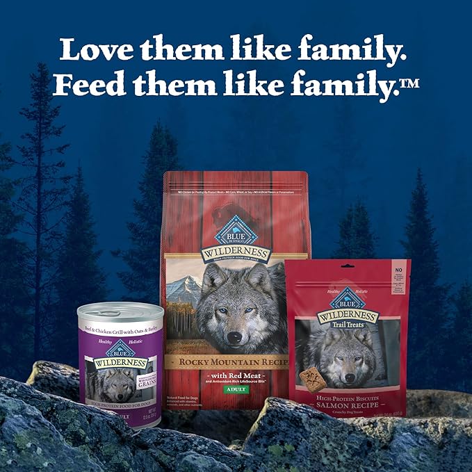 Blue Buffalo Wilderness Rocky Mountain Recipe High-Protein Adult Dry Dog Food, Made in the USA with Natural Ingredients Plus Wholesome Grains, Red Meat, 28-lb. Bag - PAWPICO