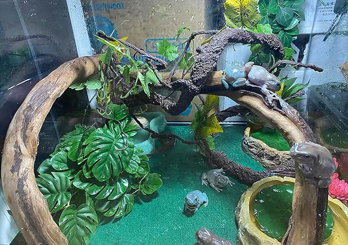 Woyrise Reptile Artificial Plants for Terrarium, Amphibian Habitat Decor Plant, Bearded Dragon Tank Decorations fit Gecko Lizard Chameleon Ball Python Snake Frog - Monstera Bush Woyrise