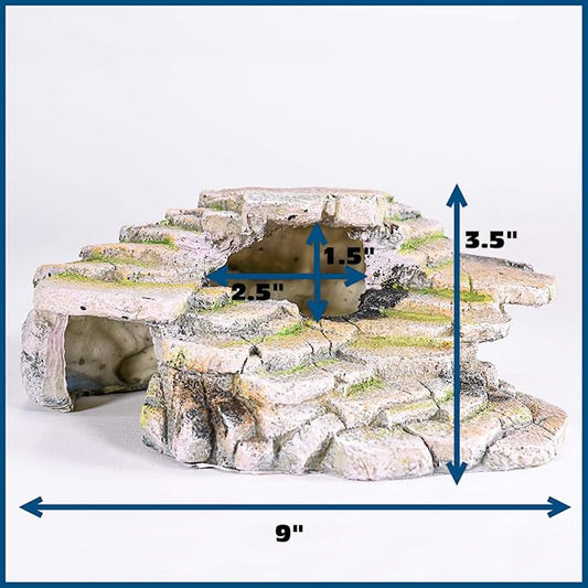 PENN-PLAX Reptology Shale Scape Step Ledge & Cave Hideout – Basking Area - Decorative Resin for Aquariums & Terrariums – Great for Reptiles, Amphibians, and Fish – Medium Penn-Plax