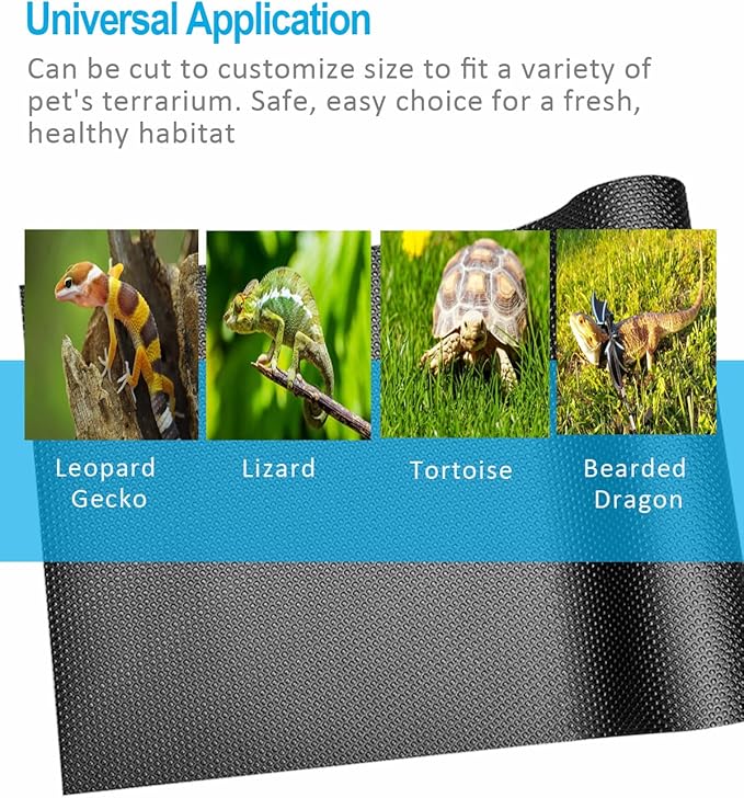 Bearded Dragon Tank Accessories, Reptile Terrarium Liner Substrate for Leopard Gecko, Snake, Lizard and Tortoise, Non-Adhesive Reptile Carpet Bedding for Reptile Tank, Black Duedusto