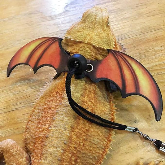 ADOGGYGO Bearded Dragon Lizard Leash Harness - Adjustable Cool Leather Wing Lizard Reptile Harness Leash for Bearded Dragon Lizard Reptiles (Orange) ADOGGYGO
