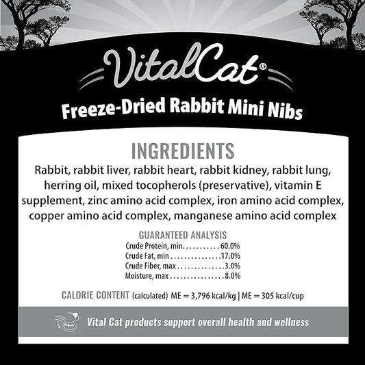 Vital Essentials Freeze Dried Cat Food, Rabbit Mini Nibs 12 oz VitalEssentials