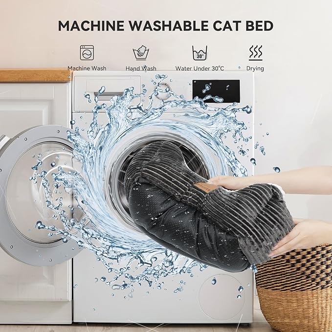 Cat Dog Bed for Pets, Rectangle Pet Bed Gift for Puppy and Kitten, Machine Washable Calming Fluffy Pet Couch Sofa for Indoor Outdoor, Portable Soft Cat Bed with Non-Slip Bottom (Small, Dark Grey) - PAWPICO