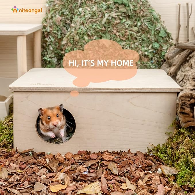 Niteangel Birch Chamber-Maze Hamster Hideout - Small Pets Woodland House Habitats Decor for Hamster Mice Gerbils Mouse Niteangel