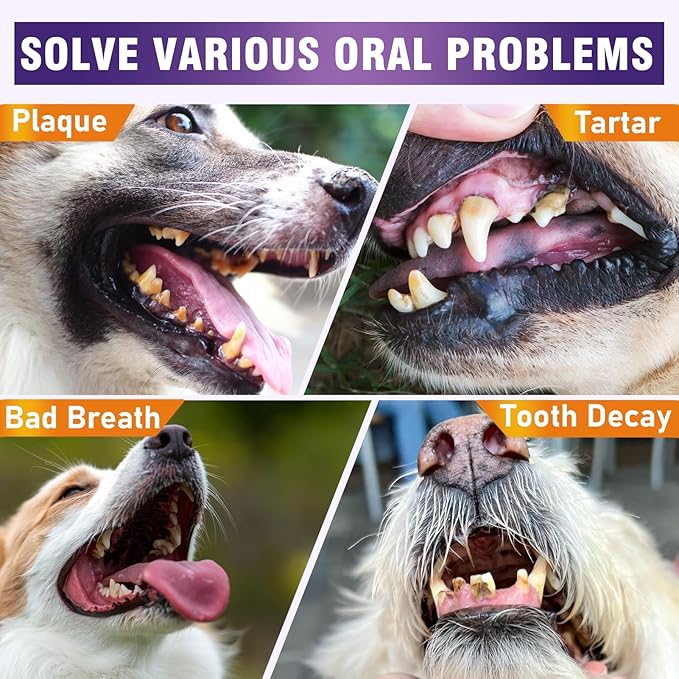 Teeth Cleaning Wipes for Dogs & Cats, Dental Care Finger Wipes, Remove Plaque, Tartar & Bad Breath, Disposable Gentle Cleaning & Gum Care Pet Wipes, No-Rinse Dog Finger Toothbrush, 50 Counts Pjordo