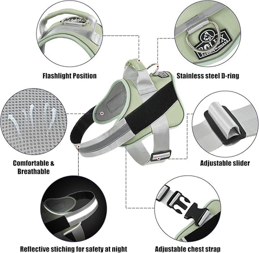 Bolux Dog Harness, No-Pull Reflective Dog Vest, Breathable Adjustable Pet Harness with Handle for Outdoor Walking - No More Pulling, Tugging or Choking Bolux