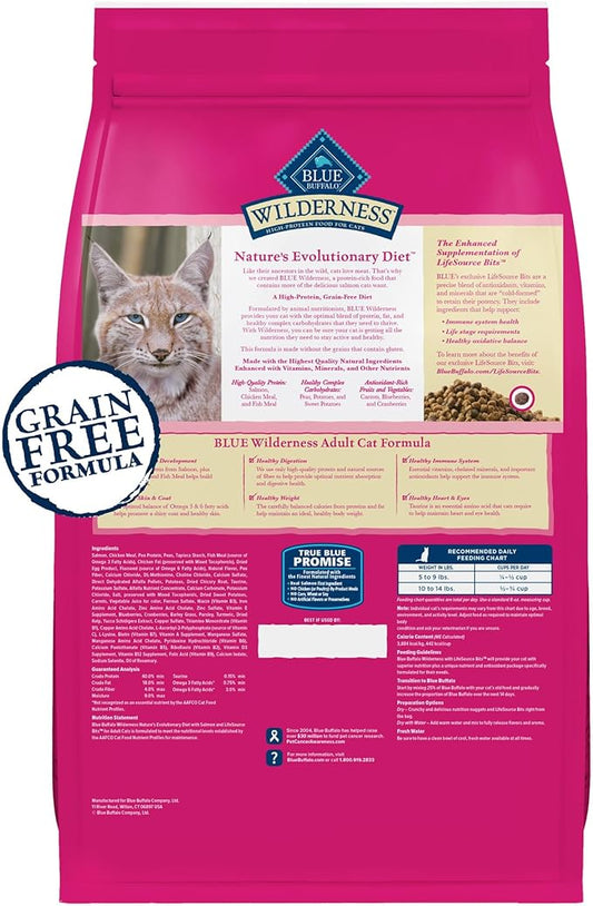 Blue Buffalo Wilderness Natural High Protein Grain Free Salmon Dry Food for Adult Cats 11 lbs. - PAWPICO
