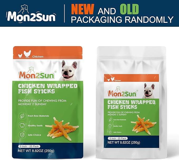 MON2SUN Rawhide Free Dog Treats Chicken Wrapped Cod Sticks for Small Dogs Healthy Training Treats Soft Dog Snacks (8.82 Ounce -Pack of 1) - PAWPICO
