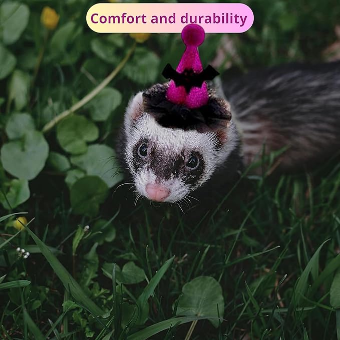 Ferret Hat with Adjustable Strap, Purple Bat Hats for Small Pet Chinchilla Squirrel Bunny Rabbit Dog, Ferret Costumes for Halloween, Guinea Pig Halloween Costume, Ferrets Accessories (Halloween) HomedyCrafts