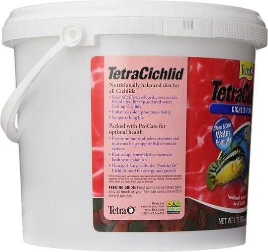 TetraCichlid Cichlid Flakes 1.75 Pounds, Fish Food, Clear Water Advanced Form Tetra