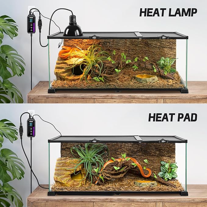 Oiibo Digital Heat Mat Thermostat, PID Reptile Heat Lamp Dimming Thermostat Heating Pad Temperature Controller for for Aquarium Reptiles and Seedling, Breeding, Hatching OIIBO