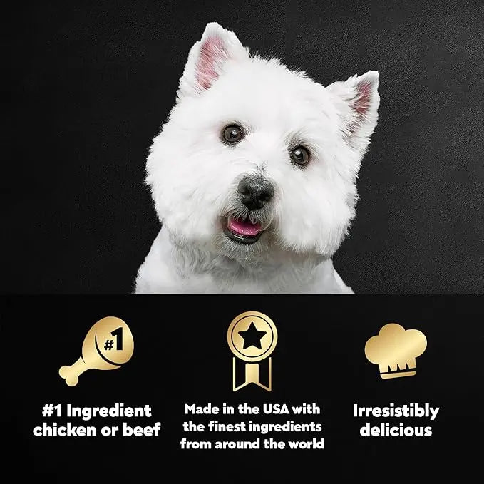 CESAR Soft Wet Dog Food Loaf in Sauce Rotisserie Chicken Flavor with Bacon & Cheese and Filet Mignon Flavor with Bacon & Potato Variety Pack, (12) 3.5 oz. Easy Peel Trays, Pack of 2 - PAWPICO