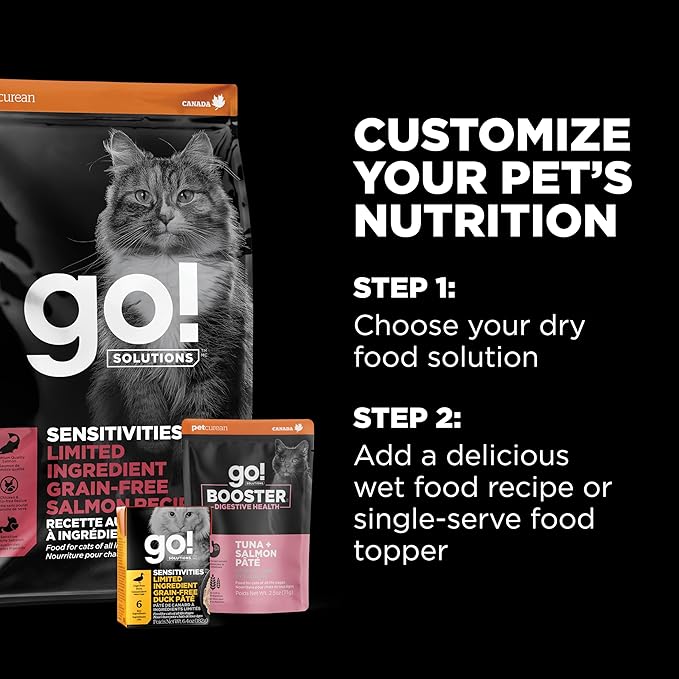 Go! Solutions Sensitivities Limited Ingredient, Grain-Free Dry Cat Food, Salmon Recipe for Sensitive Stomach, 12 lb Bag - PAWPICO