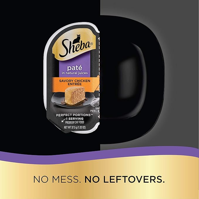 Sheba Perfect Portions Paté Wet Cat Food Variety Pack, Savory Chicken Entrée, Roasted Turkey Entrée, With Sustainable Salmon, and Tender White Fish & Tuna Entrée, 2.6 oz. Trays (48 Count, 96 Servings) - PAWPICO