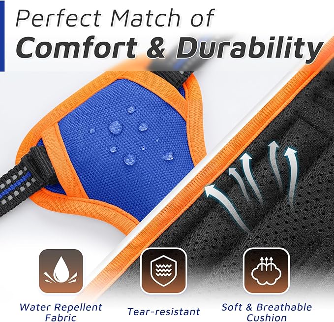 Eagloo Dog Harness for Large Dogs, No Pull Service Vest with Reflective Strips and Control Handle, Adjustable and Comfortable for Easy Walking, No Choke Harness with 2 Metal Rings, Blue & Orange, XS GoExplorewithEagloo