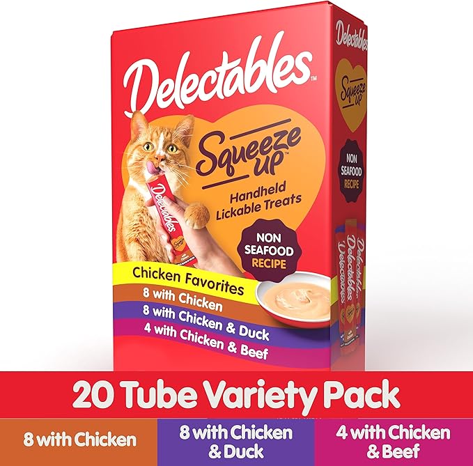 Delectables Squeeze Up Non-Seafood Variety Pack Lickable Cat Treat, 20 Count (Pack of 1) Hartz